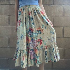 Vintage Cotton Floral Midi Skirt Bibbo Kraner Sz M